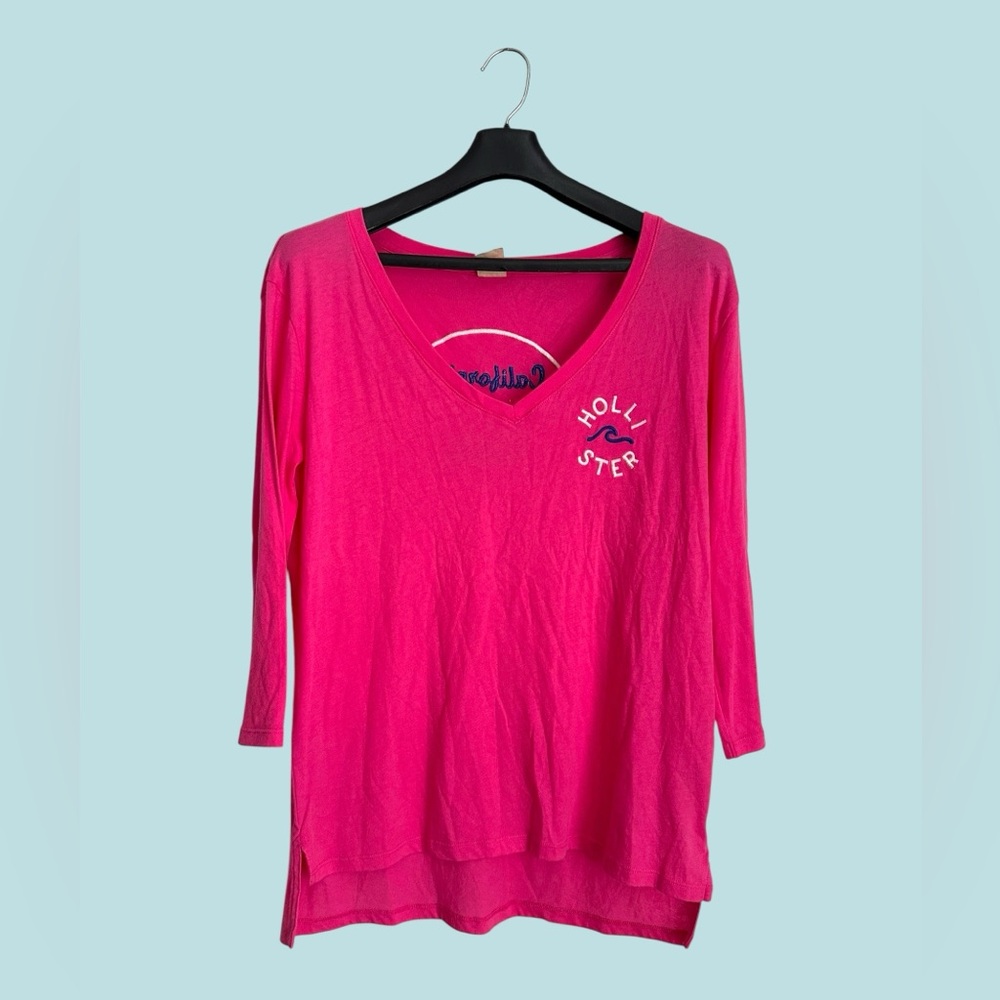 Hollister Pink 3/4 Sleeve Relaxed Blouse
